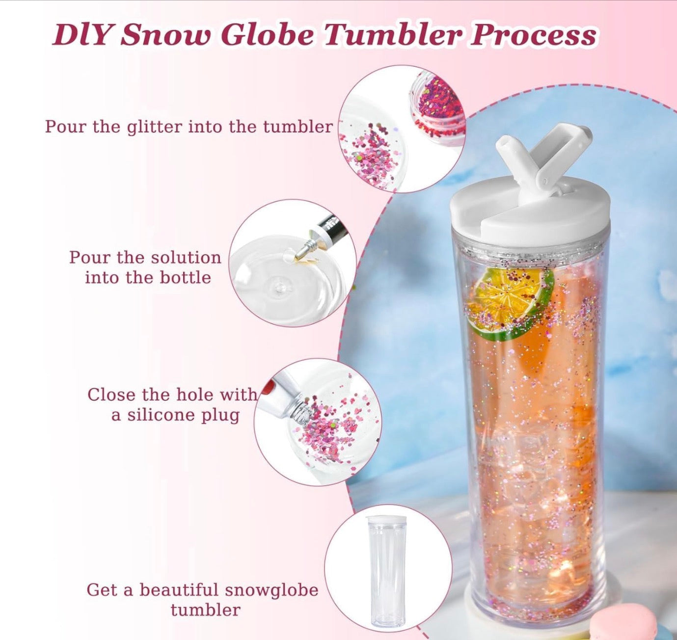 25oz flip straw snowglobe