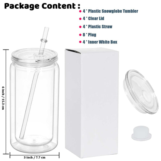 16oz Acrylic Snow globe Tumbler
